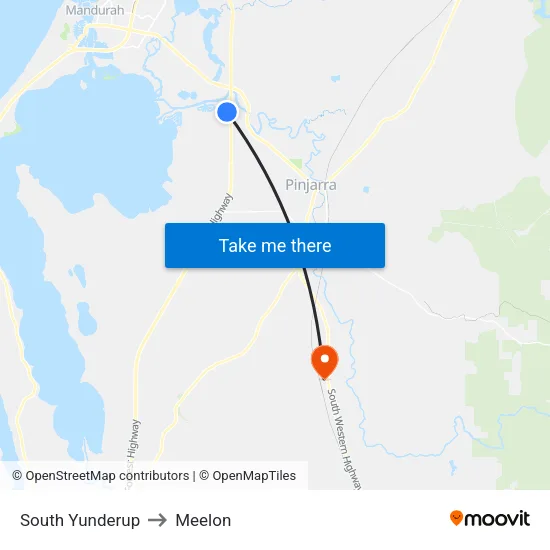 South Yunderup to Meelon map
