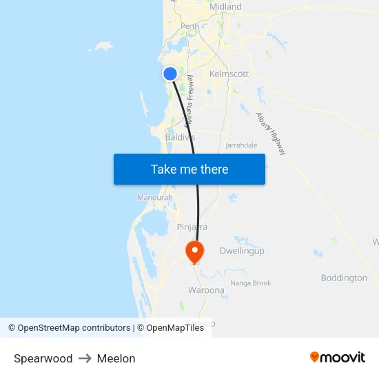 Spearwood to Meelon map