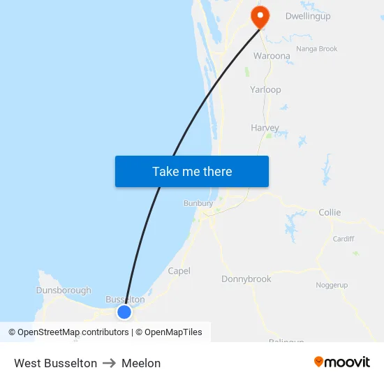 West Busselton to Meelon map