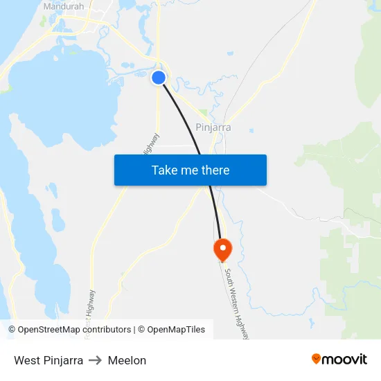 West Pinjarra to Meelon map