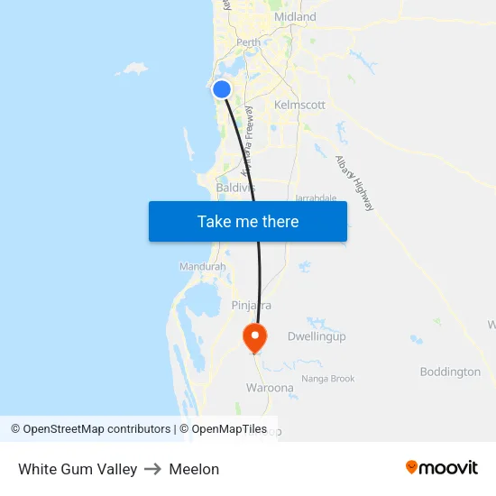 White Gum Valley to Meelon map
