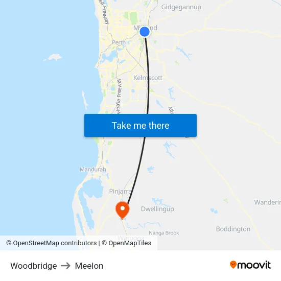 Woodbridge to Meelon map