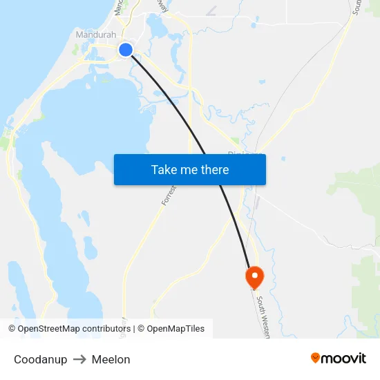 Coodanup to Meelon map