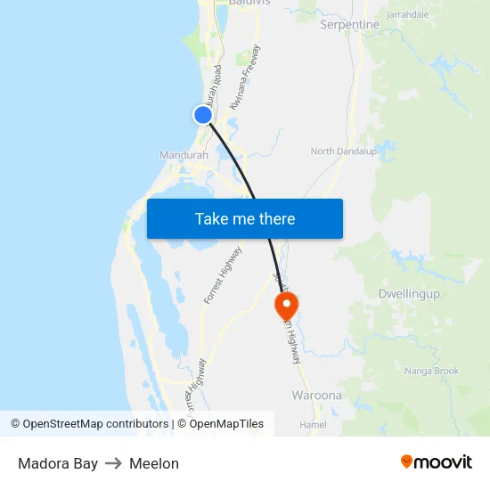 Madora Bay to Meelon map