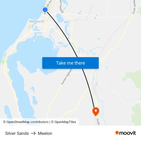 Silver Sands to Meelon map