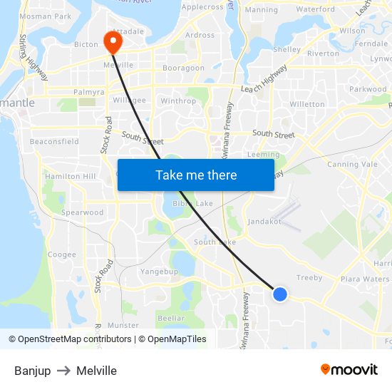 Banjup to Melville map