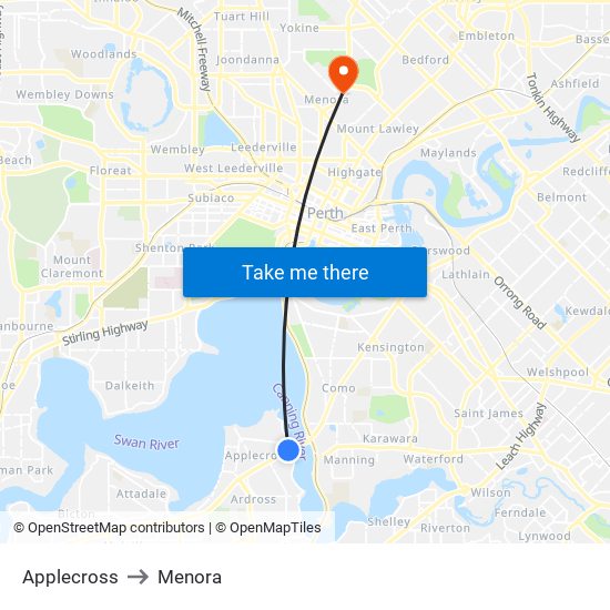 Applecross to Menora map