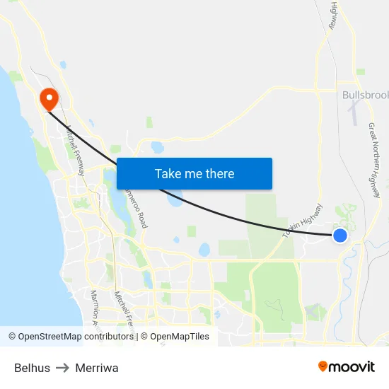 Belhus to Merriwa map
