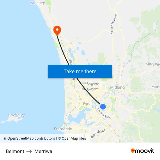 Belmont to Merriwa map