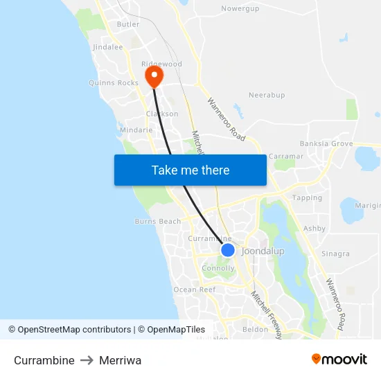Currambine to Merriwa map