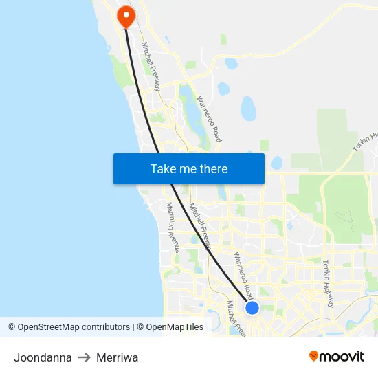 Joondanna to Merriwa map