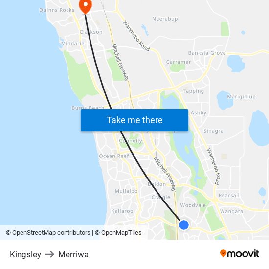 Kingsley to Merriwa map