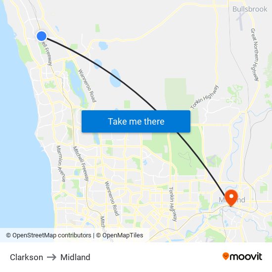 Clarkson to Midland map