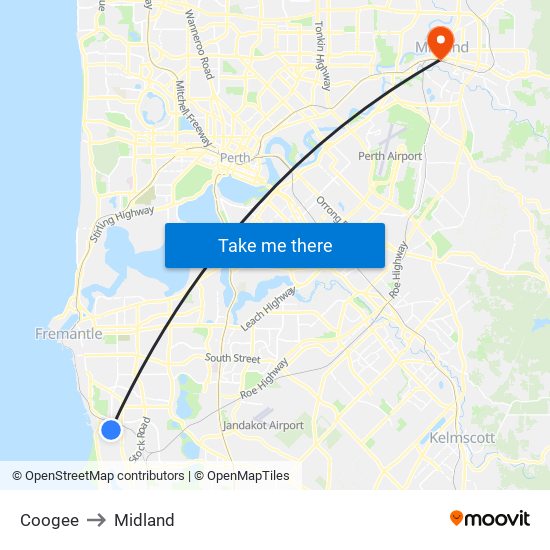 Coogee to Midland map