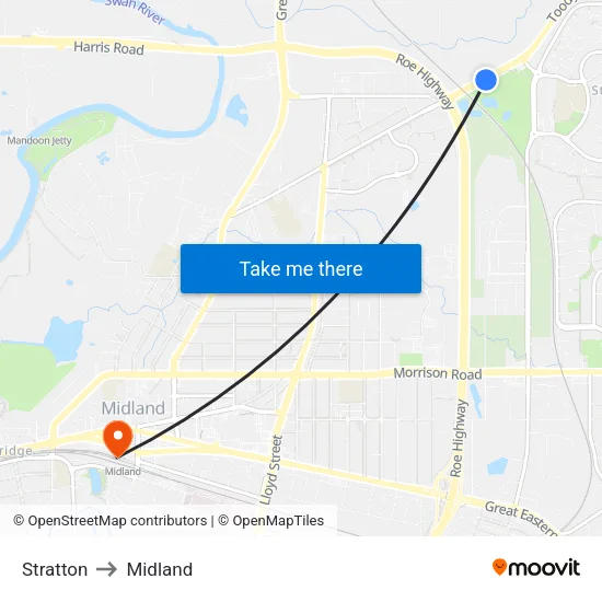 Stratton to Midland map