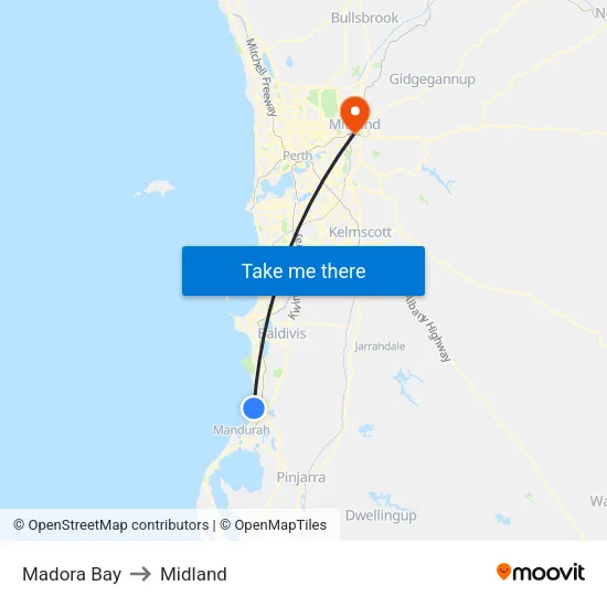Madora Bay to Midland map