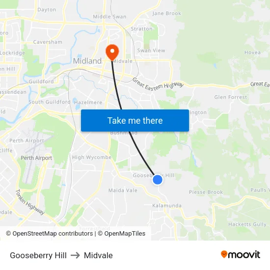 Gooseberry Hill to Midvale map