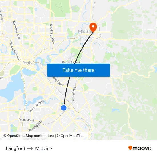 Langford to Midvale map