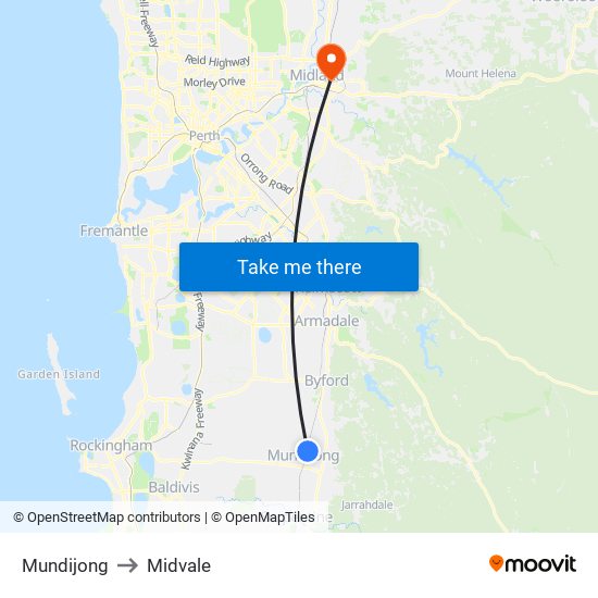 Mundijong to Midvale map