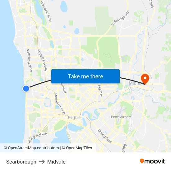 Scarborough to Midvale map