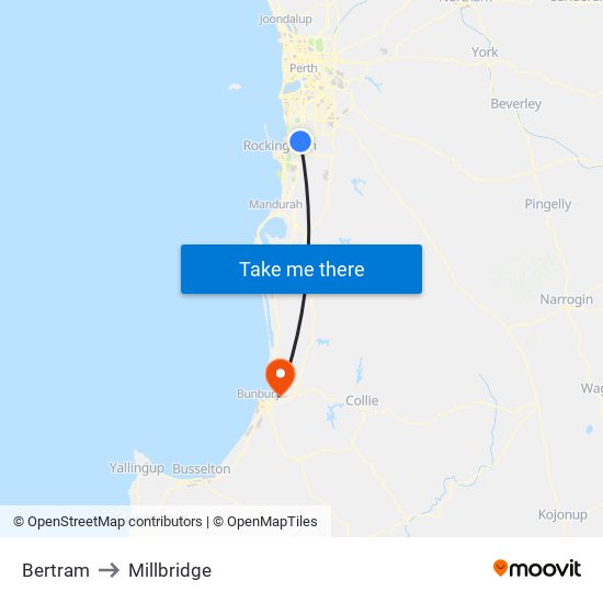 Bertram to Millbridge map