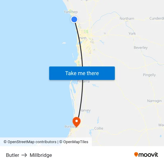 Butler to Millbridge map