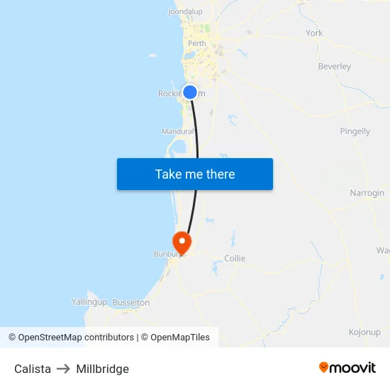 Calista to Millbridge map