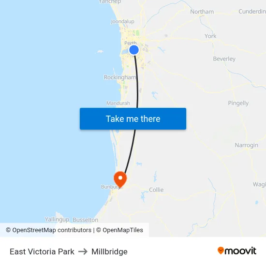 East Victoria Park to Millbridge map