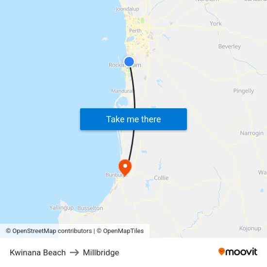 Kwinana Beach to Millbridge map