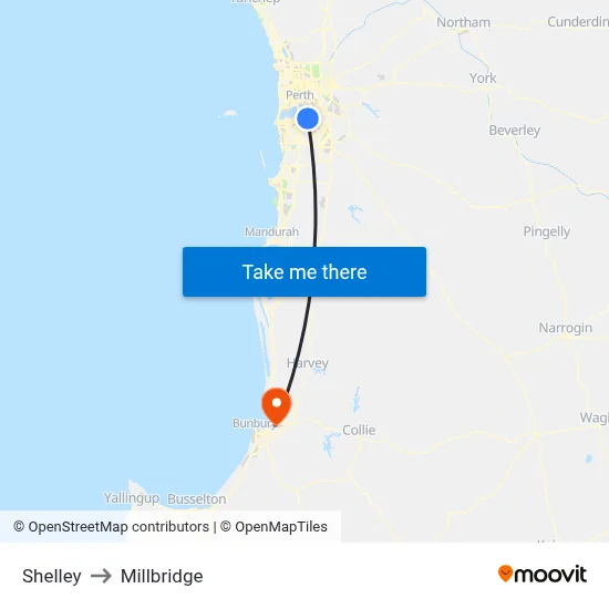 Shelley to Millbridge map