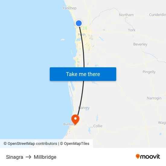Sinagra to Millbridge map
