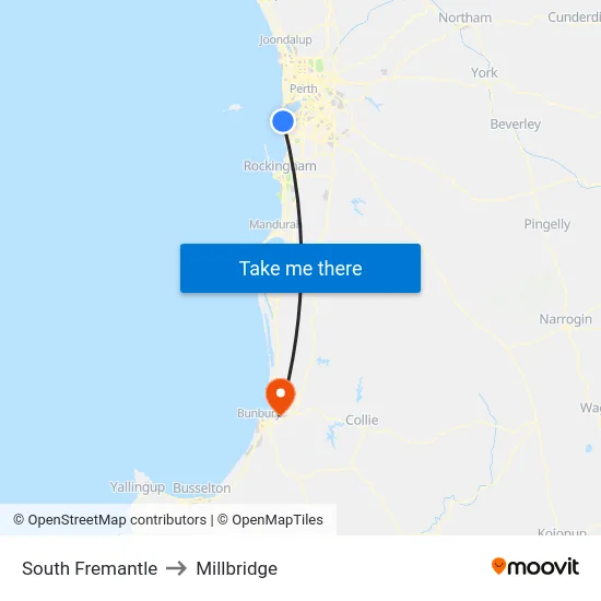 South Fremantle to Millbridge map