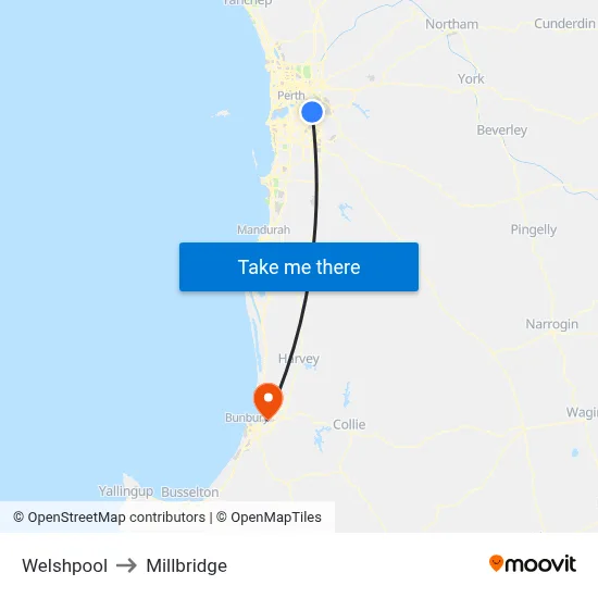 Welshpool to Millbridge map