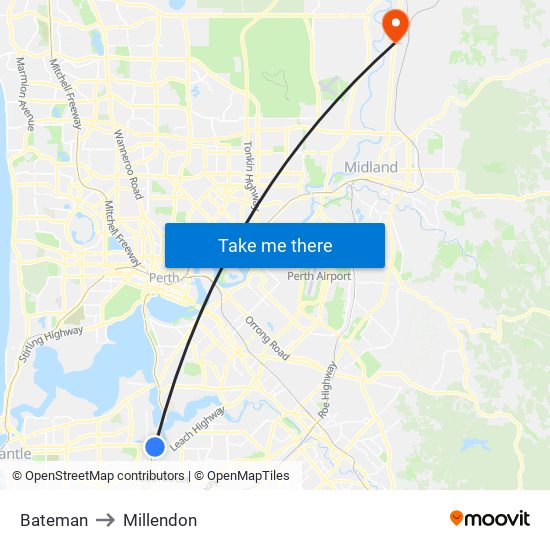Bateman to Millendon map
