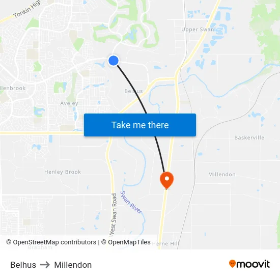 Belhus to Millendon map