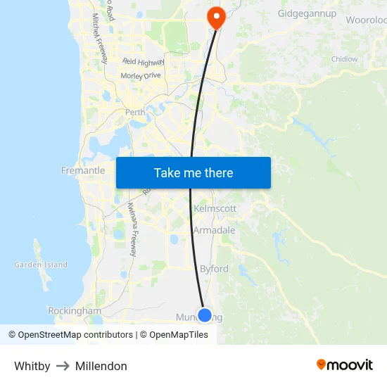 Whitby to Millendon map