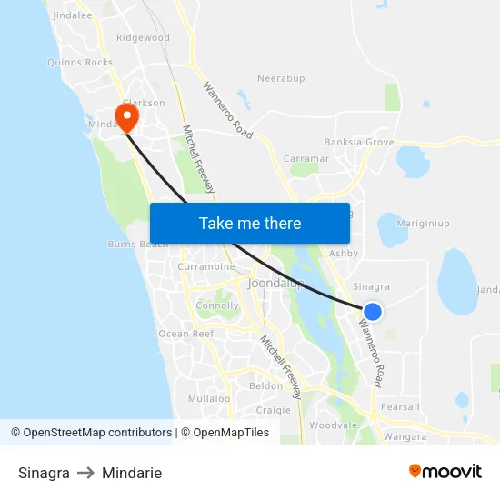Sinagra to Mindarie map