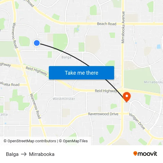 Balga to Mirrabooka map