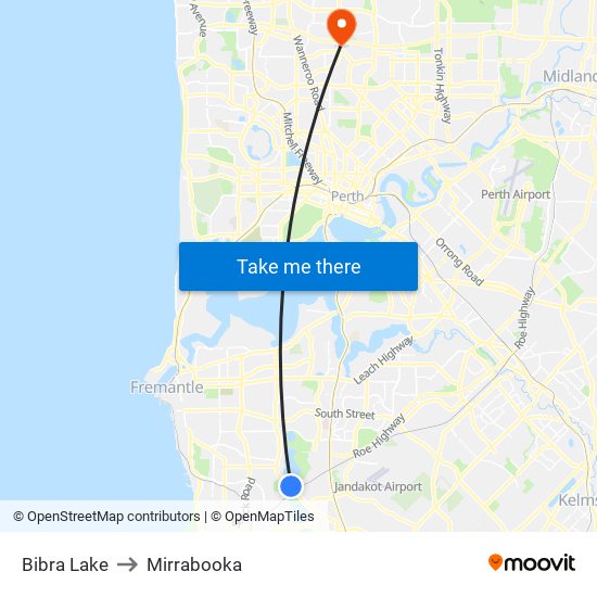 Bibra Lake to Mirrabooka map