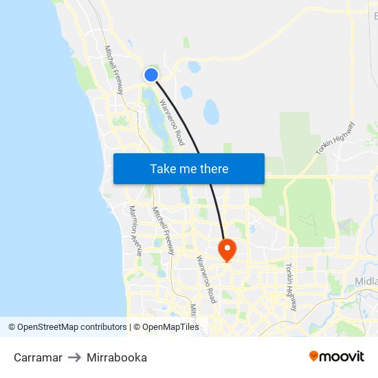 Carramar to Mirrabooka map