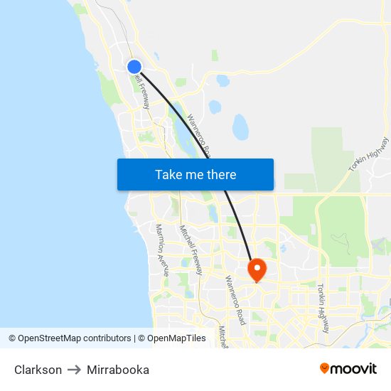 Clarkson to Mirrabooka map