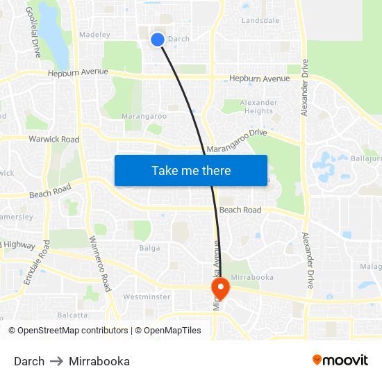 Darch to Mirrabooka map
