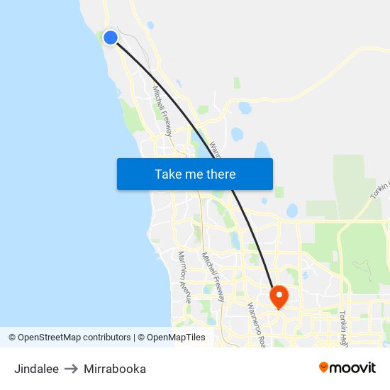 Jindalee to Mirrabooka map