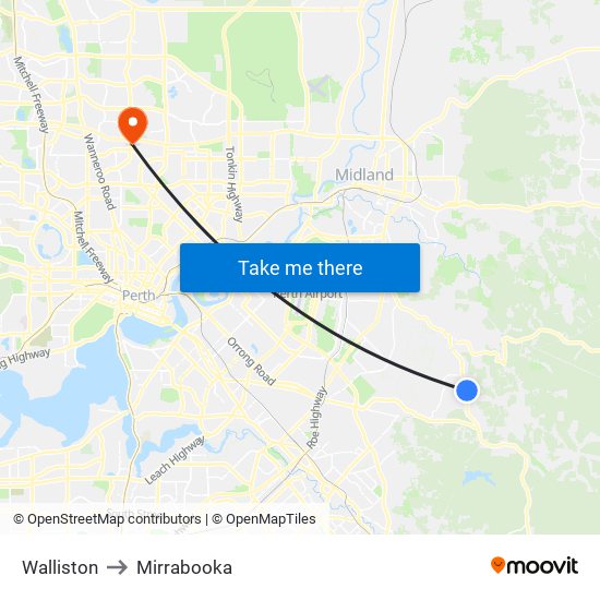 Walliston to Mirrabooka map