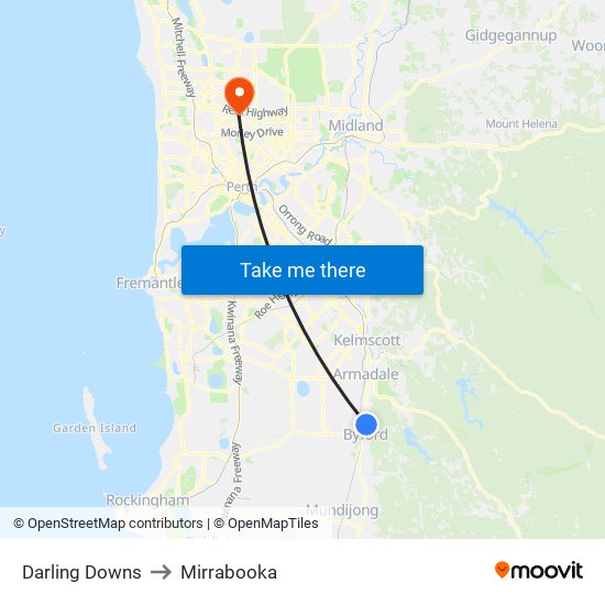 Darling Downs to Mirrabooka map