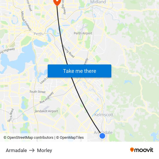 Armadale to Morley map