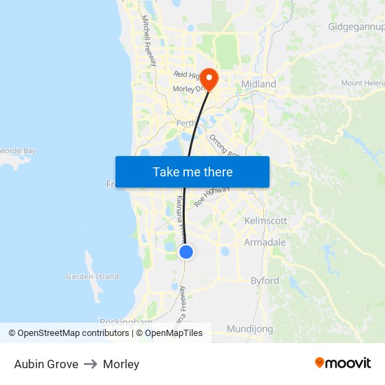 Aubin Grove to Morley map