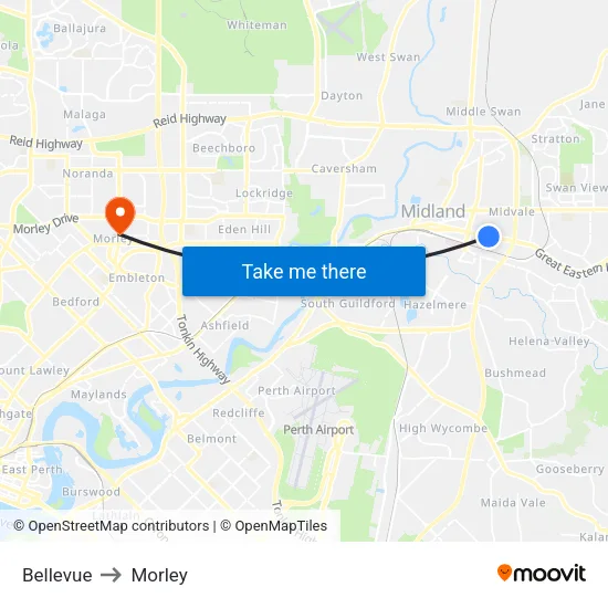 Bellevue to Morley map