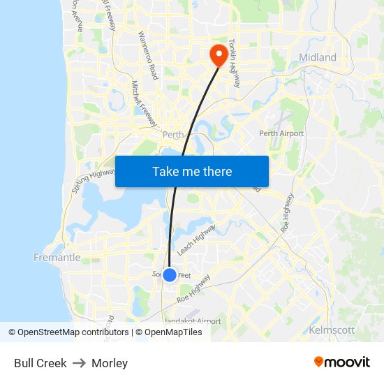 Bull Creek to Morley map