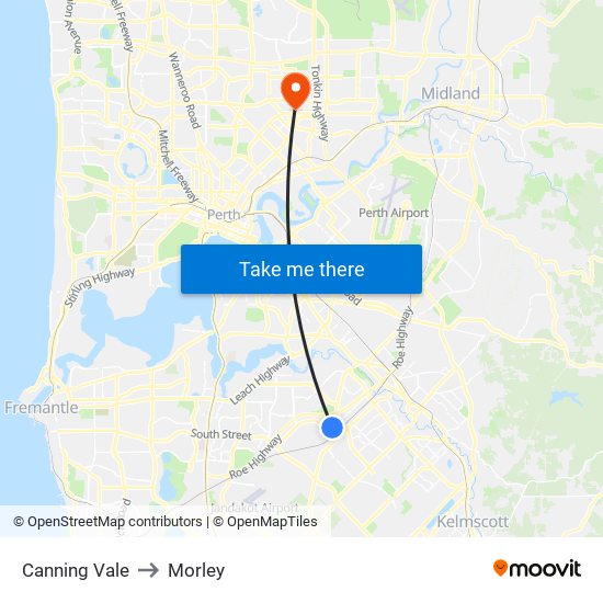 Canning Vale to Morley map
